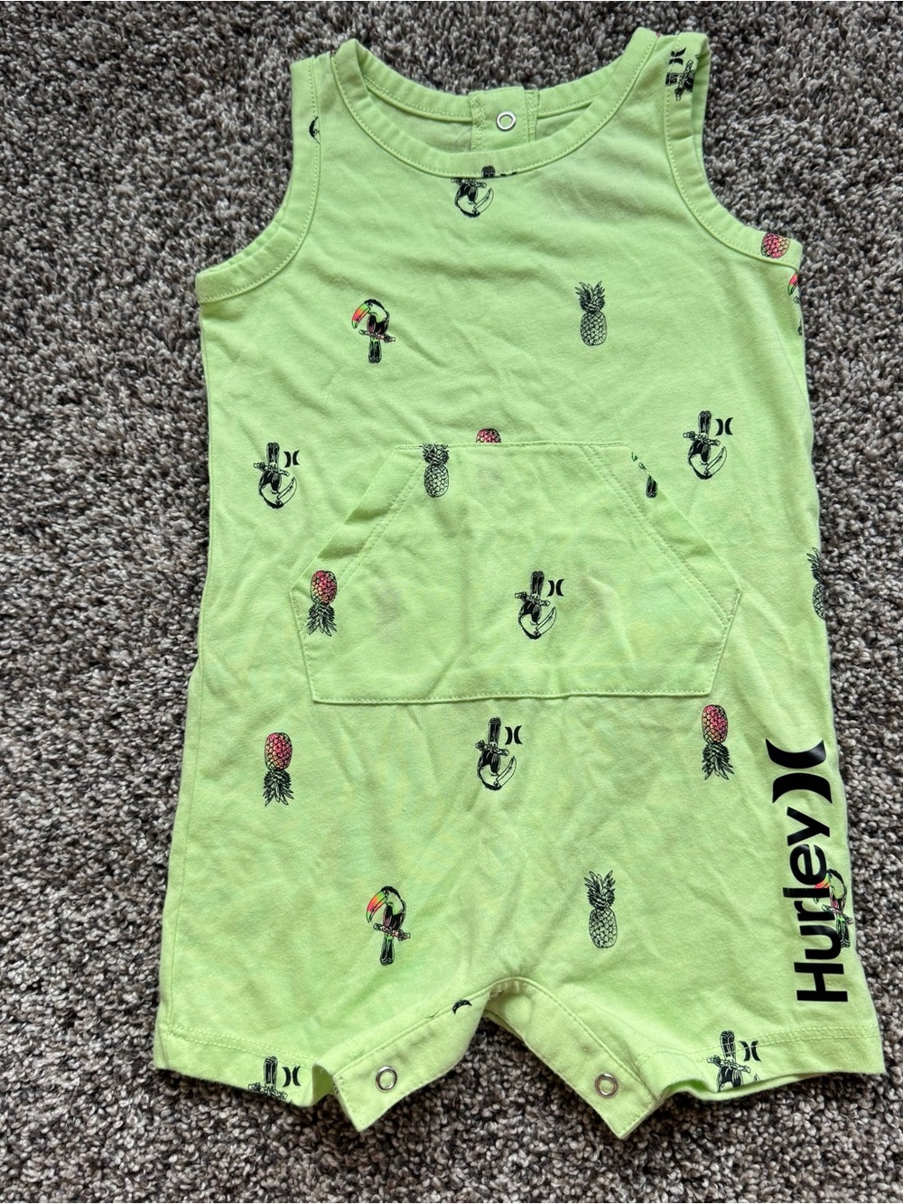 Hurley Neon Lime Pineapple & Toucan Baby Romper